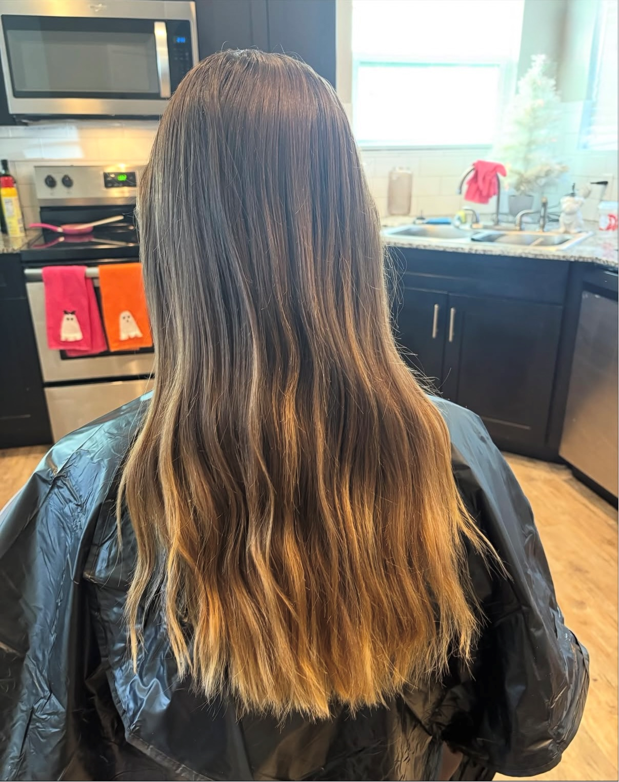 After brunette gloss